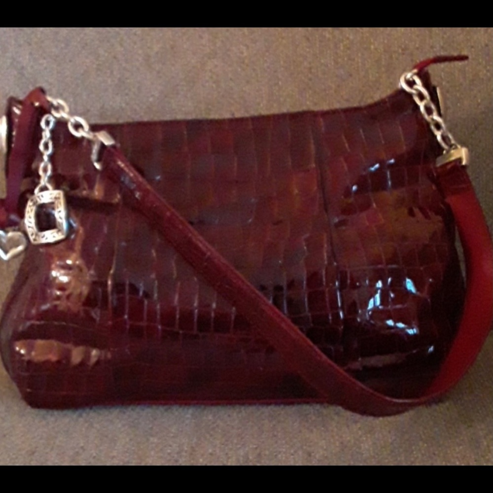 BRIGHTON Bag Soft Leather Croco Embossed Red NWOT